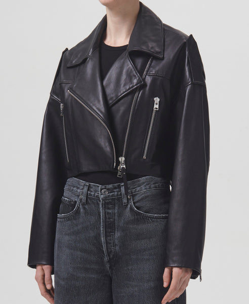 Shoreditch Remi Cropped Leather Biker