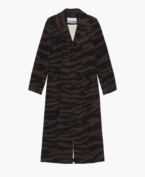 Wool Jacquard Fitted Coat