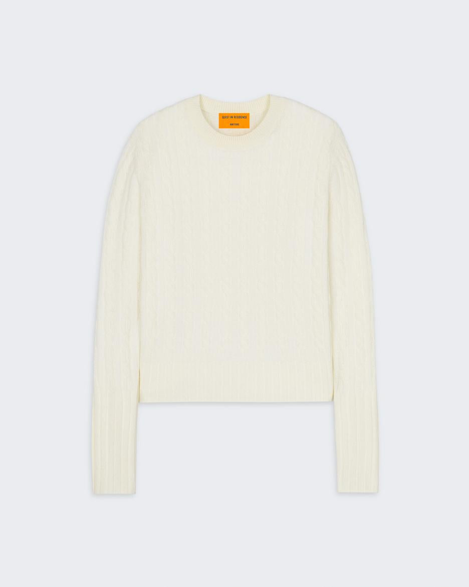 Cable Shrunken Crew Sweater