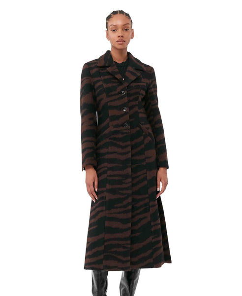 Wool Jacquard Fitted Coat