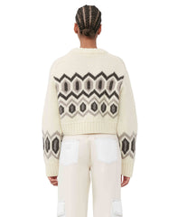 Chunky Graphic Wool Cropped O-neck