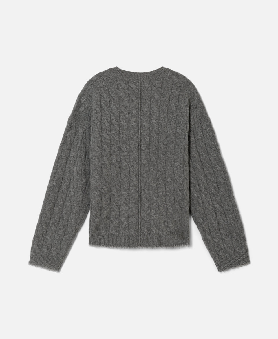 Cashmere Cable V-neck Pullover