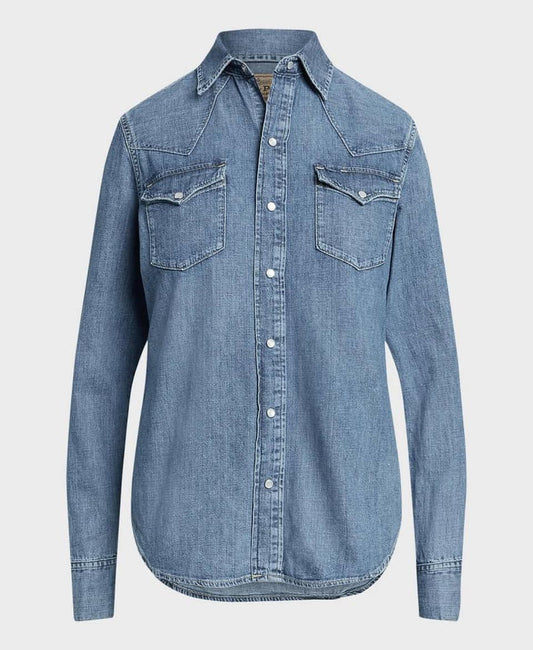 Denim Shrt L/ Sleeve Button Front