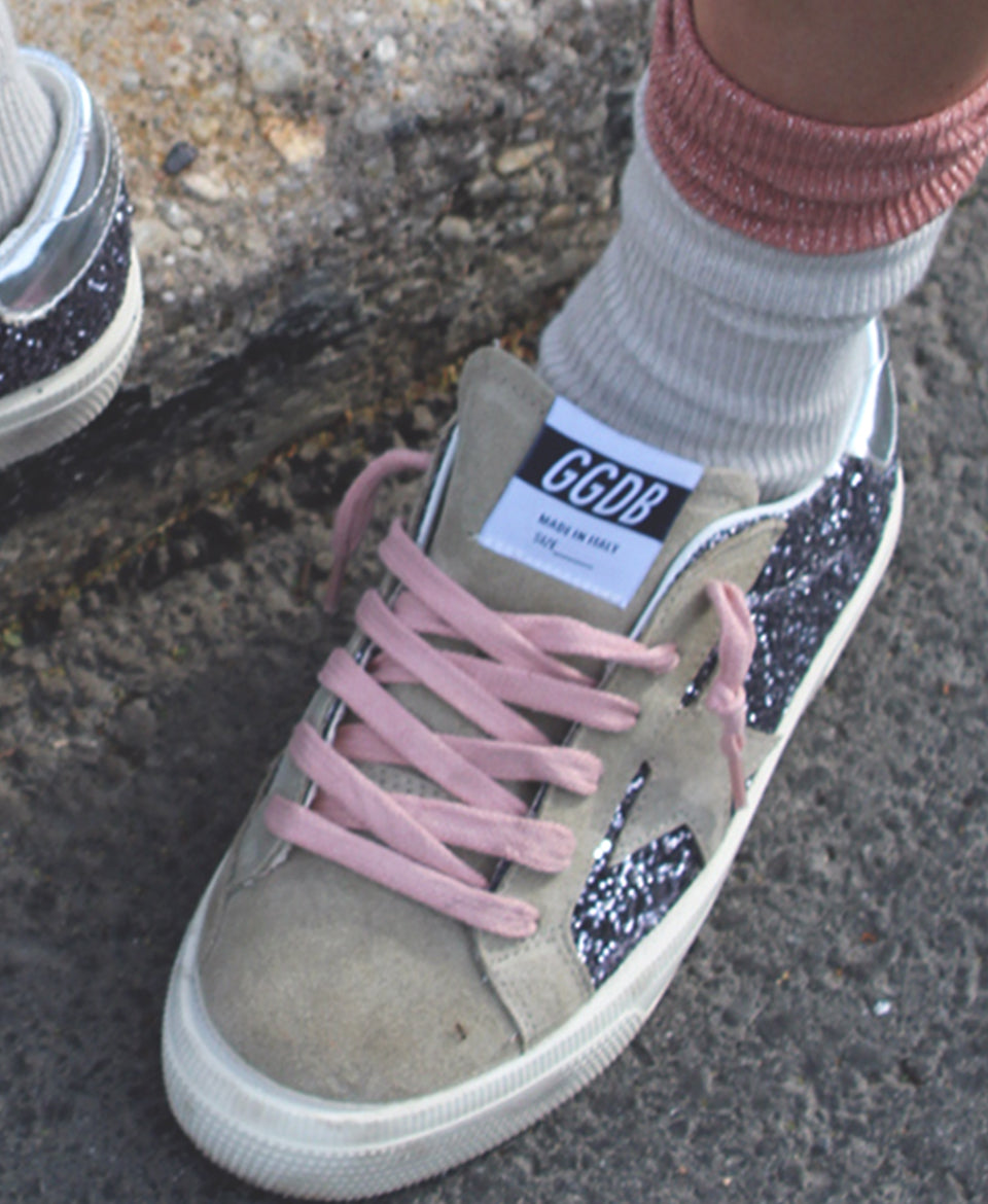 May All Over Glitter Pink Laces Sneakers