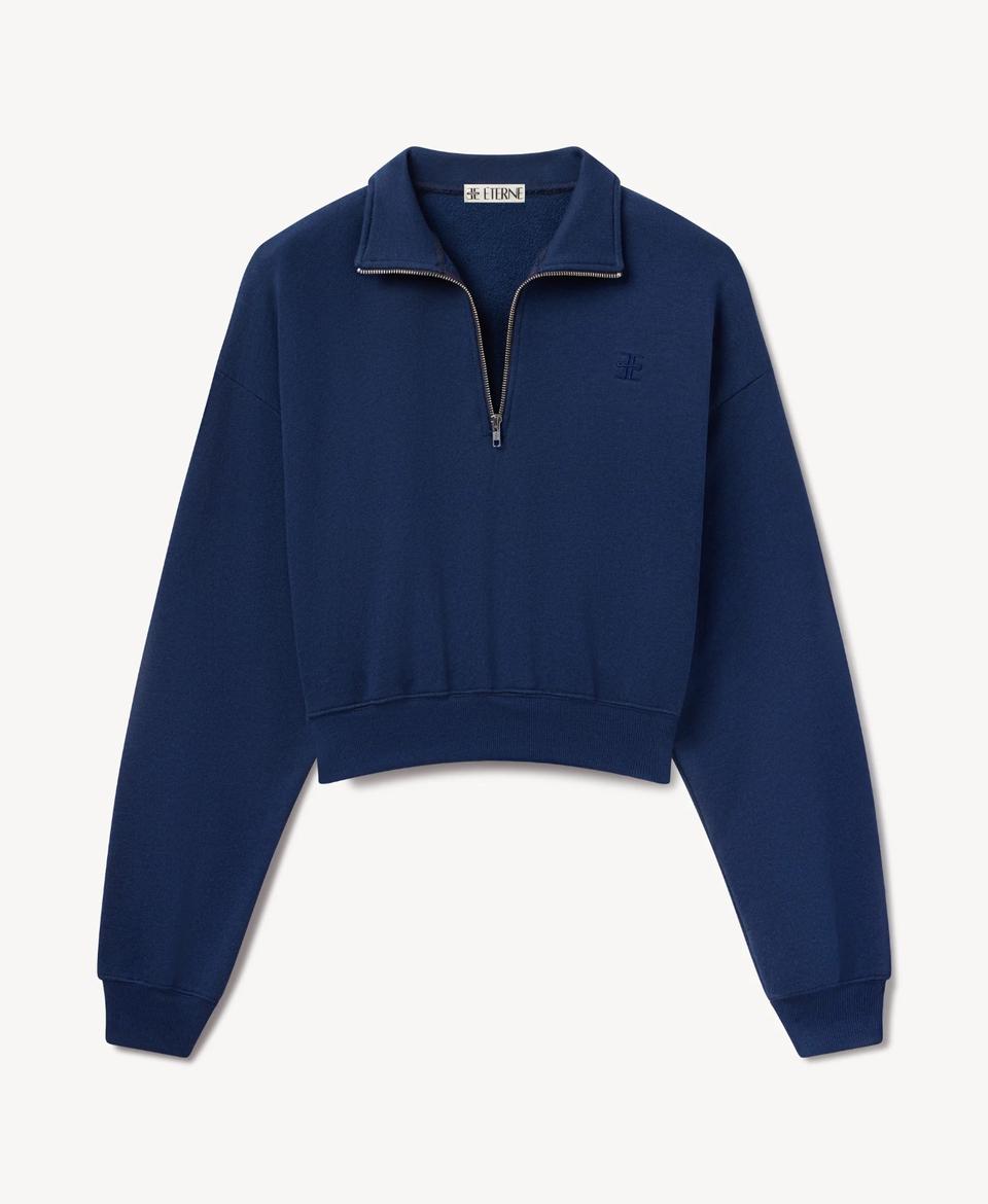 Cropped Half Zip Sweatshirt