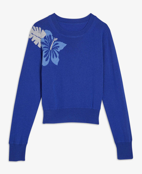Hibiscus Intarsia Pullover Sweater