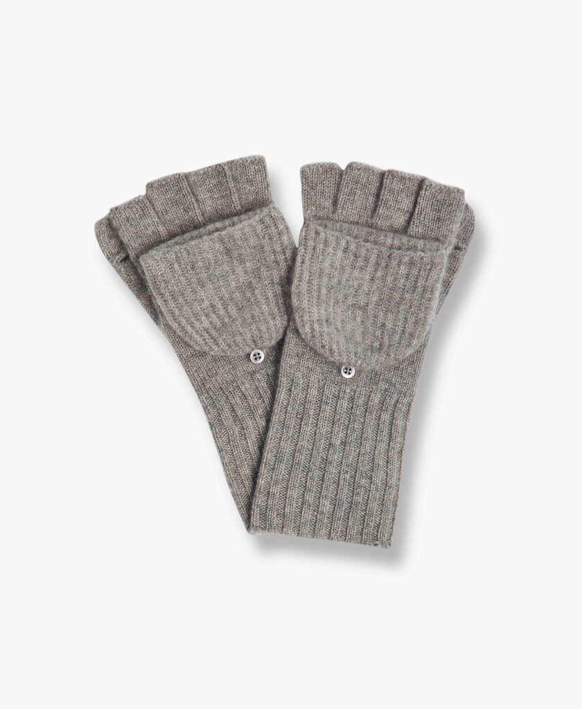 Ribbed Pop Top Cashmere Gloves